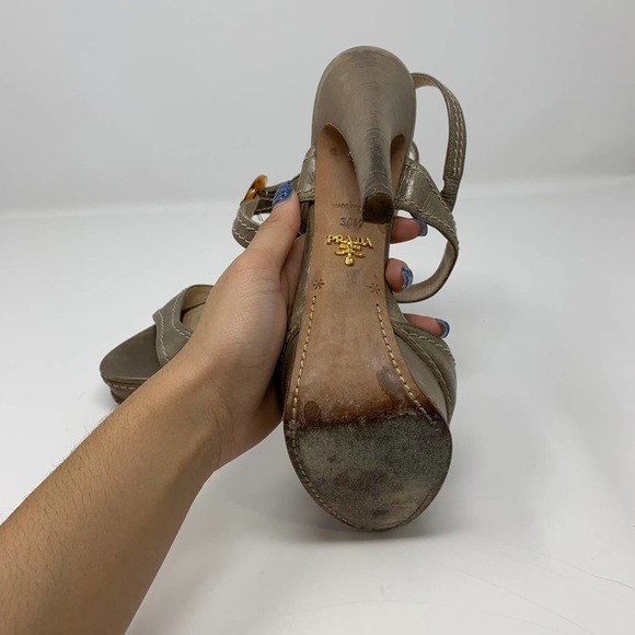 Prada strappy stacked heel slingback - Picture 7 of 10